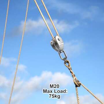 BlingKingdom 2pcs M20 Double Pulley Block 360° Spin Freely 304 Stainless Steel Double Pulley Wheel Roller Strong for Block and Tackle Pulley System Used to Lift Kayaks Max Load: 75kg