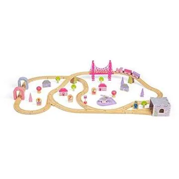 Bigjigs Rail, Fairy Town Train Set, Wooden Toys, Wooden Train Set, Gifts for 4 Year Old Girl, Pink Train Set, Girls Train Set, Bigjigs Train Set