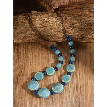Unique MINACHI Boho Ceramic Beads Necklace for Women