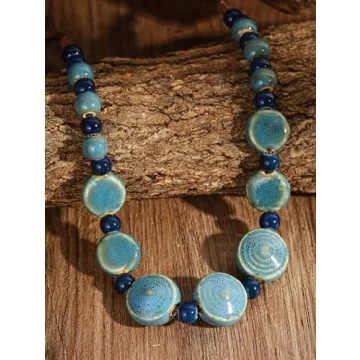 Unique MINACHI Boho Ceramic Beads Necklace for Women
