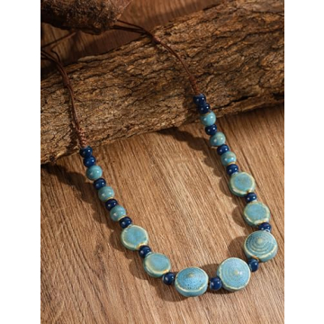 Unique MINACHI Boho Ceramic Beads Necklace for Women