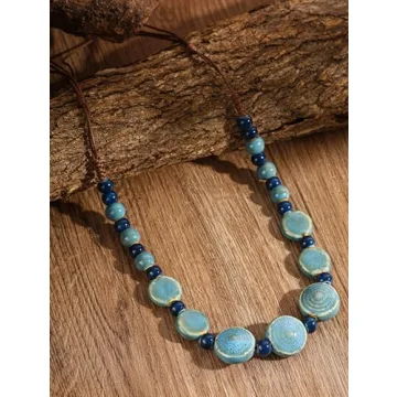 Unique MINACHI Boho Ceramic Beads Necklace for Women