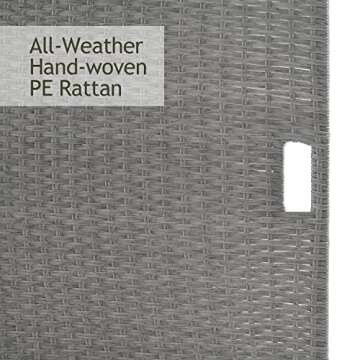 Daxue Bar Stools Set of 5 Pieces Outdoor Patio Furniture Set Outdoor Dining Table and Chairs Set with Slatted Square Tabletop, Gray Rattan Chair Set PE Wicker Sectional Sofa Set for Backyard, Gray