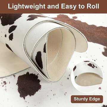 LIVEBOX Brown Faux Cowhide Rug, 4.7x5.3 Feet Washable Durable Cow Print Rug for Western Decor for Home, Ultra-Thin Irregular Shaped Rug for Bedroom Cowgirl Decor, Dining Room, Nursery Room