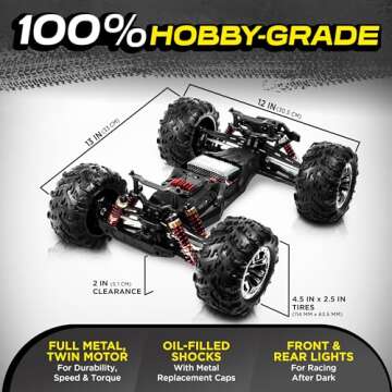 LÆGENDARY 1:10 Scale 4x4 Off-Road RC Truck - Hobby Grade Brushed Motor RC Car with Batteries, Waterproof Fast Remote Control Cars for Adults