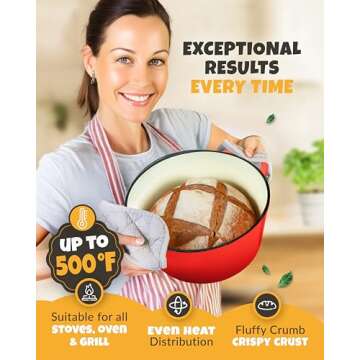 CRUSTLOVE Dutch Oven for Artisan Bread Baking - Complete Kit