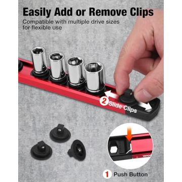 WORKPRO Magnetic Socket Organizer Set - 6PC with Custom Clips for Tool Boxes