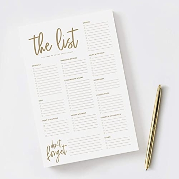 Gold Grocery List Pad for Organized Shopping Experience