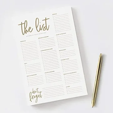 Gold Grocery List Pad for Organized Shopping Experience