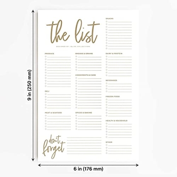 Gold Grocery List Pad for Organized Shopping Experience