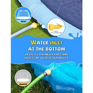 VISTOP Non-Slip Splash Pad for Kids and Dog, Thicken Sprinkler Pool Summer Outdoor Water Toys - Fun Backyard Fountain Play Mat for Baby Girls Boys Children or Pet Dog (59 inch, Blue&Blue)