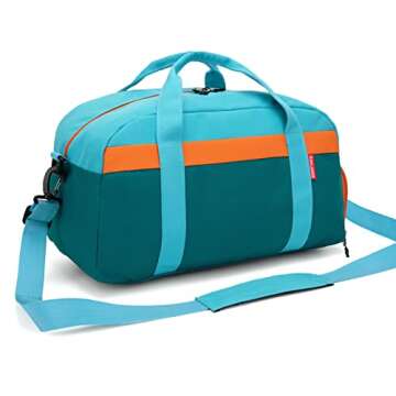 HawLander Kids Duffle Bag for Boys or Girls, Fit School Practice, or Overnight Travel (Blue Green)