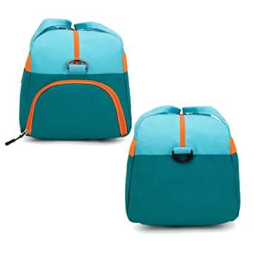 HawLander Kids Duffle Bag for Boys or Girls, Fit School Practice, or Overnight Travel (Blue Green)