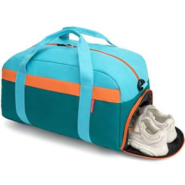 HawLander Kids Duffle Bag for Boys or Girls, Fit School Practice, or Overnight Travel (Blue Green)