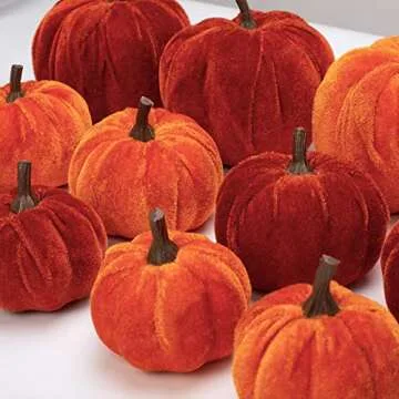 12 Pcs Velvet Artificial Pumpkins for Fall Home Decor