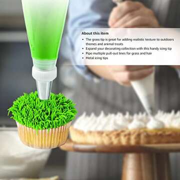 Skypia 3PCS Stainless Steel Grass Icing Nozzles Set for Baking
