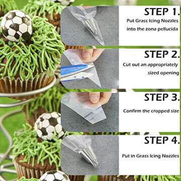 Skypia 3PCS Stainless Steel Grass Icing Nozzles Set for Baking