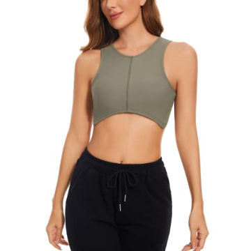Meladyan Women Stylish Crop Tank with Shelf Bra Green