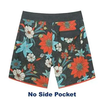 SURF CUZ Men's Board Short Beach Short 4-Way Stretch Swim Short(Dark Grey - Sun Flower,34)