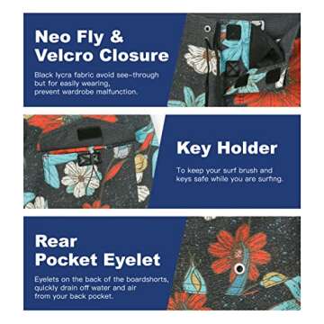 SURF CUZ Men's Board Short Beach Short 4-Way Stretch Swim Short(Dark Grey - Sun Flower,34)