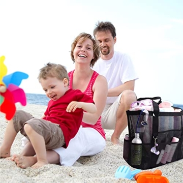 Yunaeduo Beach Bag - Extra Large Mesh Tote with Pockets