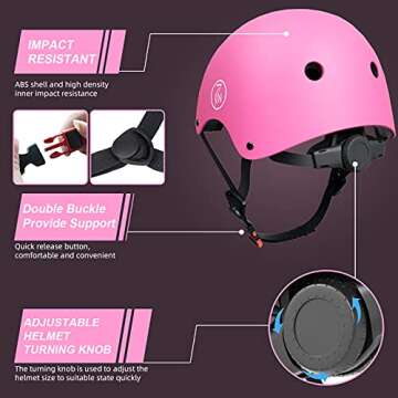 67i Bike Helmet Skateboard Helmet Adult Bike Helmet Skate Helmet Bicycle Helmet Men Women Scooter Helmet for Multi-Sports Bicycle Scooter Inline Roller Skate Rollerblading Cycling (Pink)