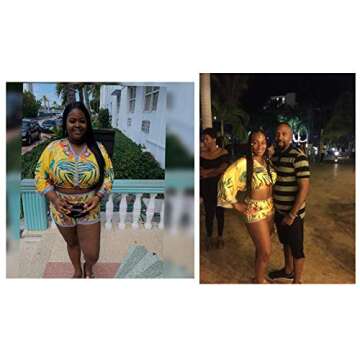 Womens Sexy Two Piece Outfits - African Printed Crop Top and Shorts Set Club S Bright Yellow