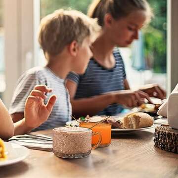 Vintage Coffee Mugs 4pcs Set, Clear Embossed Tea Cups with Bamboo Lids and Spoons, 14 Oz Glass Coffee Cups, Cute Coffee Bar Accessories, Iced Coffee Glasses, Ideal for Cappuccino, Latte (Transparent)