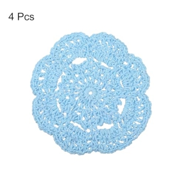 uxcell Crochet Doilies - Stunning Light Blue Coasters Set