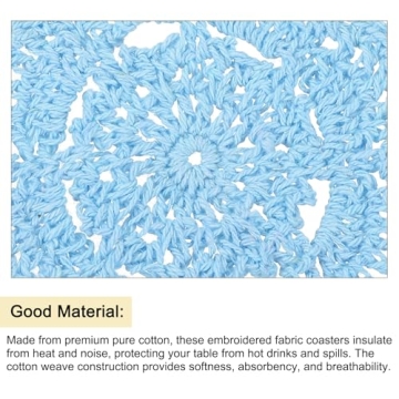 uxcell Crochet Doilies - Stunning Light Blue Coasters Set