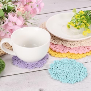 uxcell Crochet Doilies - Stunning Light Blue Coasters Set