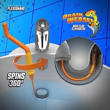 FlexiSnake Drain Weasel Clog Remover Tool with 5 Wands