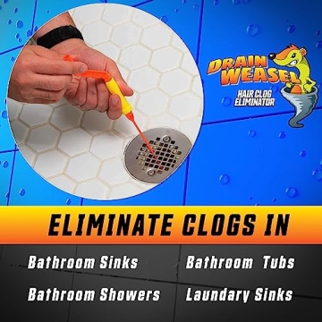 FlexiSnake Drain Weasel Clog Remover Tool with 5 Wands