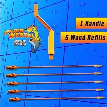 FlexiSnake Drain Weasel Clog Remover Tool with 5 Wands