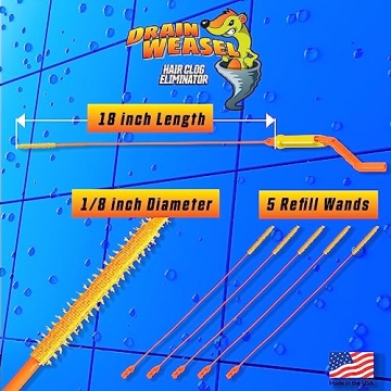 FlexiSnake Drain Weasel Clog Remover Tool with 5 Wands