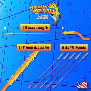 FlexiSnake Drain Weasel Clog Remover Tool with 5 Wands