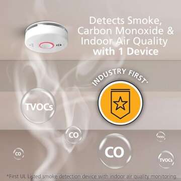 Kidde Smart Smoke & Carbon Monoxide Detector & Indoor Air Quality Monitor, WiFi, Alexa Compatible De...