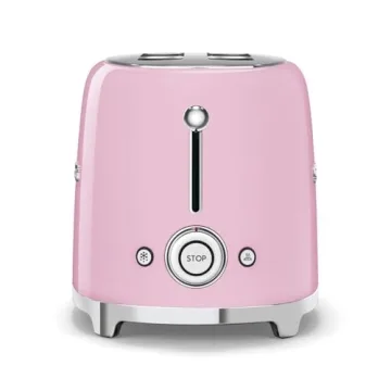 SMEG 2 Slice Toaster with 6 Presets and Defrost Function and Removable Crumb Tray TSF01PKMUS, Pink