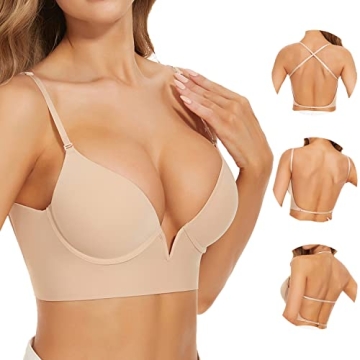 Multiway Low Back Bras Deep V Plunge for Women