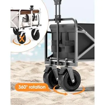LOGARD Beach Cart All Terrain Wide Wheel, Heavy Duty Collapsible Wagon Cart Large Capacity, Portable Folding Cart for Garden,Beach,Camping