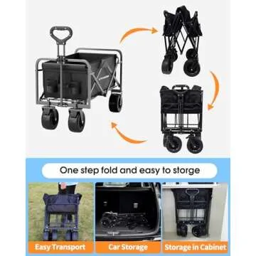 LOGARD Beach Cart All Terrain Wide Wheel, Heavy Duty Collapsible Wagon Cart Large Capacity, Portable Folding Cart for Garden,Beach,Camping