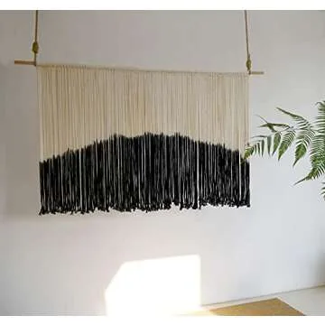 Flber Tie-Dye Macrame Wall Hanging Large Bohemian Yarn Tapestry Macrame Home Décor, 57''W*35''L