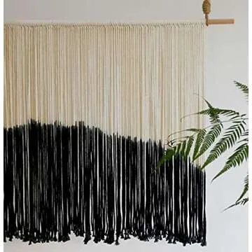 Flber Tie-Dye Macrame Wall Hanging Large Bohemian Yarn Tapestry Macrame Home Décor, 57''W*35''L