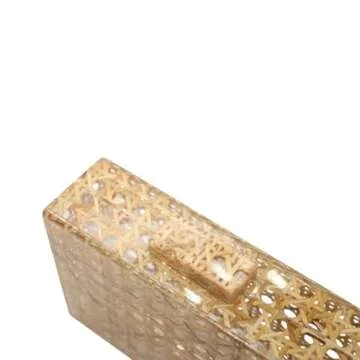 RomanticDesign Women Acrylic Handbag Rattan Woven Pattern Square Box Crossbody Handbag Shoulder Bag Chain Purse, Brown