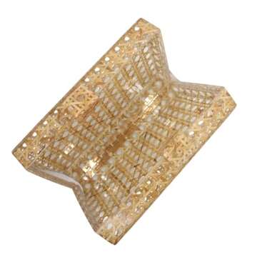 RomanticDesign Women Acrylic Handbag Rattan Woven Pattern Square Box Crossbody Handbag Shoulder Bag Chain Purse, Brown