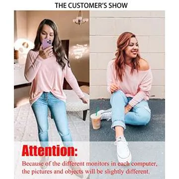 LIYOHON Oversized T Shirts for Women Tunic Tops to Wear with Leggings Long Sleeve Fall Sweaters Dressy Tops Baby Pink-S