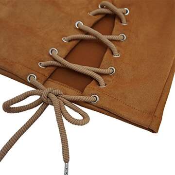 Meyeeka Women Solid Criss Cross Fuax Suede Hollow Out Stretch Mini Skirt Khaki S