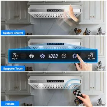 AMZCHEF Under Cabinet Range Hood 30 Inch, 700CFM Stainless Steel Kitchen Stove Vent Hood 3 Speed Exhaust Fan Touch Control LED lights Dishwasher-Safe Baffle Filters Three Outlet Design