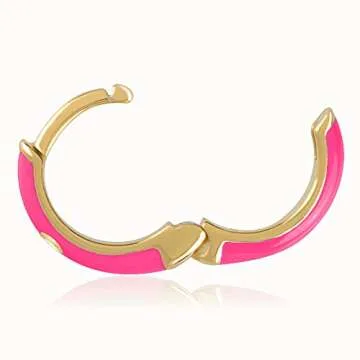14K Gold Plated Sterling Silver Enamel Color Huggie Hoop Earrings for Women – Wide Range of Vibrant Color Options Available
