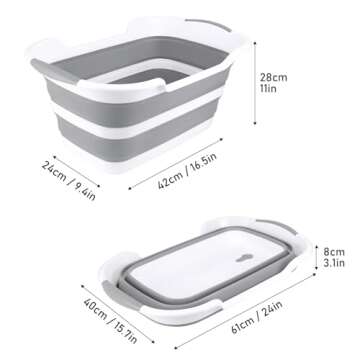 ddLUCK Multi-Functional Collapsible Dog Bathtub with Drainage Hole, Portable Foldable Small Pets Bathtub, Washing Tub Bathing Tub for Puppy Small Dogs Cats (Gray)